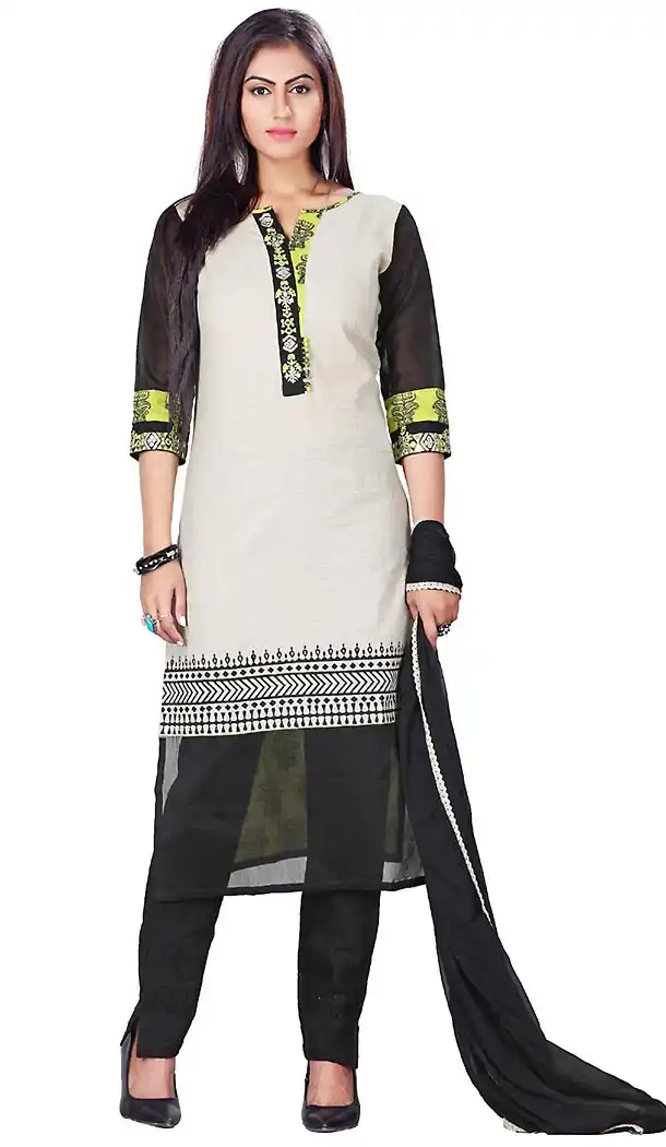 Beige Color Cotton Straight Cut Readymade Narrow Pants Suit | FH459271753