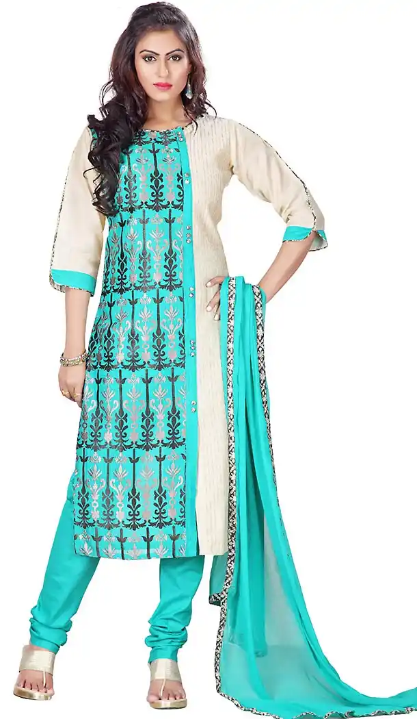 Turquoise Color Kora Silk Achkan Readymade Churidar Suit | FH459271758