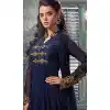Navy Blue Georgette Long Anarkali Stitched Churidar Suit with Dupatta | FH459771812