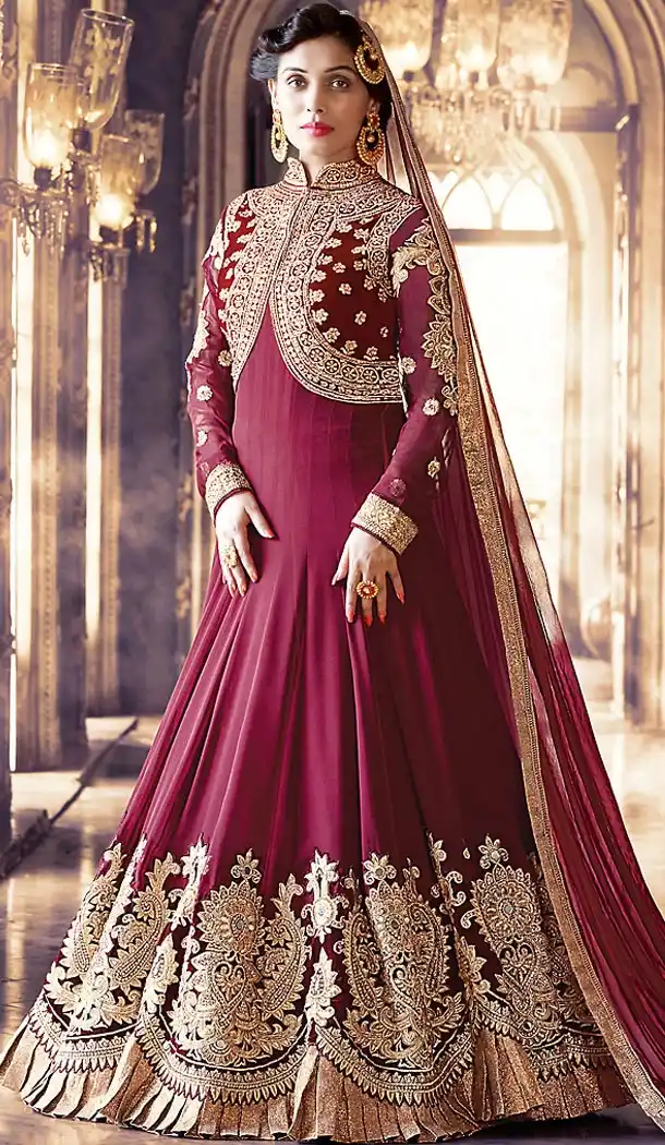 Abaya Style Magenta Color Georgette Anarkali Churidar Kameez | FH460271868