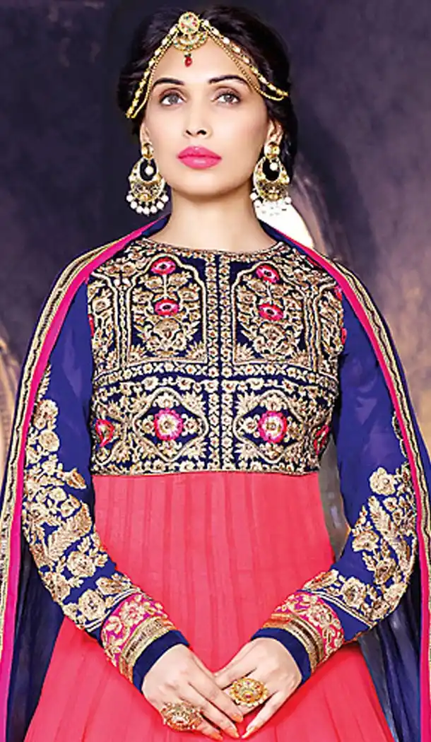 Abaya Style Deep Pink Color Georgette Anarkali Churidar Kameez | FH460271870