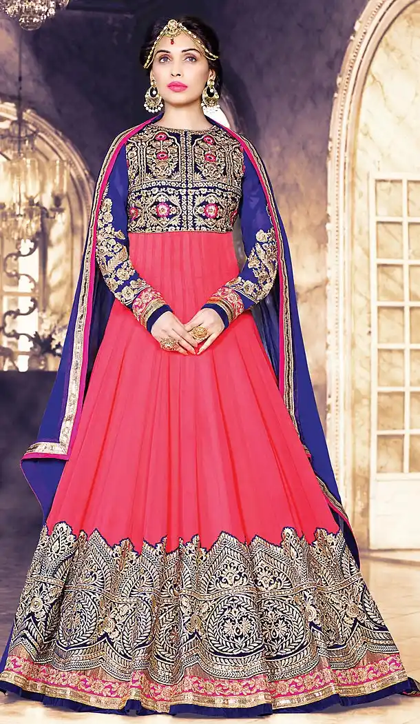 Abaya Style Deep Pink Color Georgette Anarkali Churidar Kameez | FH460271870