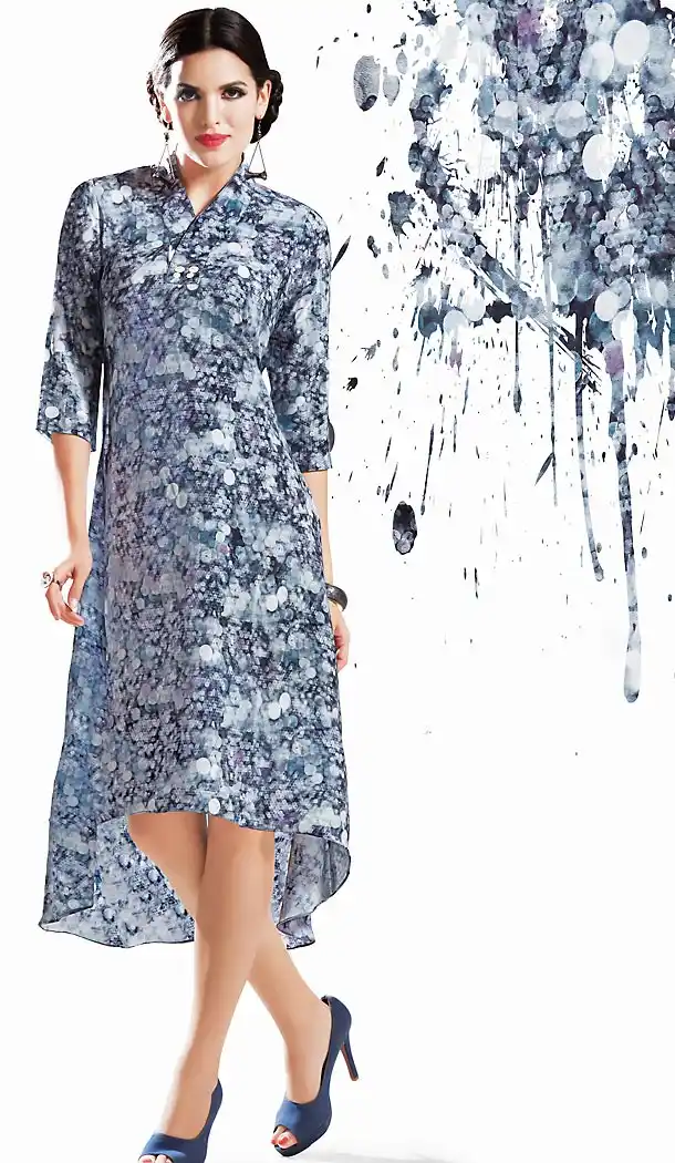 Georgette Fabric Dove Straight Type Readymade Kurti | FH460371877