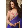 Traditional Style Royal Blue Color Georgette Contemporary Saree Blouse | FH461471996