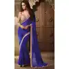 Traditional Style Royal Blue Color Georgette Contemporary Saree Blouse | FH461471996