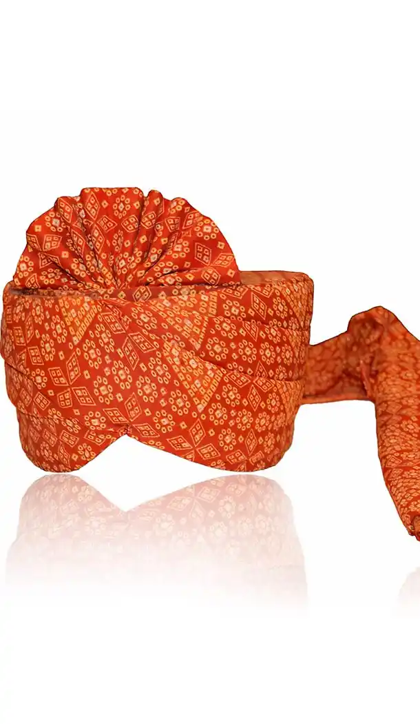 Georgette Fabric Deep Orange Color Rajasthani Jodhpuri Turban Safa Pagdi | FH465072495