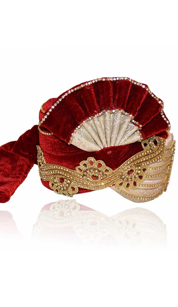 Velvet Fabric Maroon Color Rajasthani Jodhpuri Turban Safa Pagdi | FH465072496
