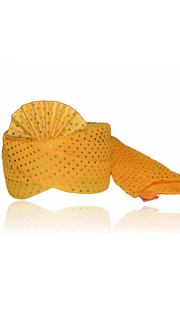 Georgette Fabric Yellow Color Rajasthani Jodhpuri Turban Safa Pagdi | FH465072504