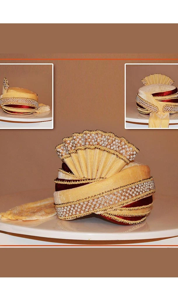 Velvet Fabric Beige Color Wedding Turban Mens | FH465172507