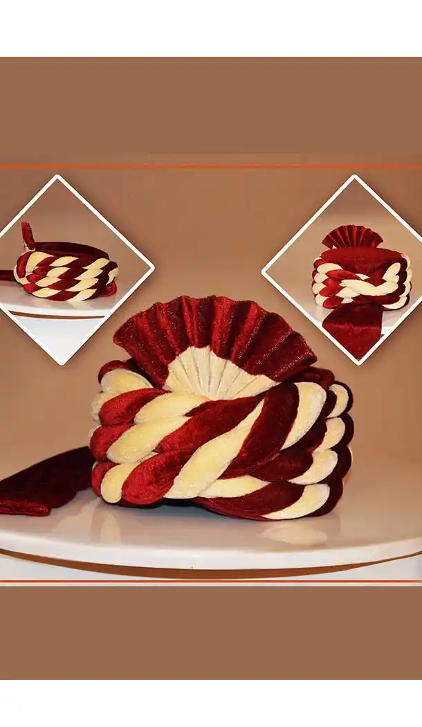 Velvet Fabric Maroon Color Wedding Turban Mens | FH465172511