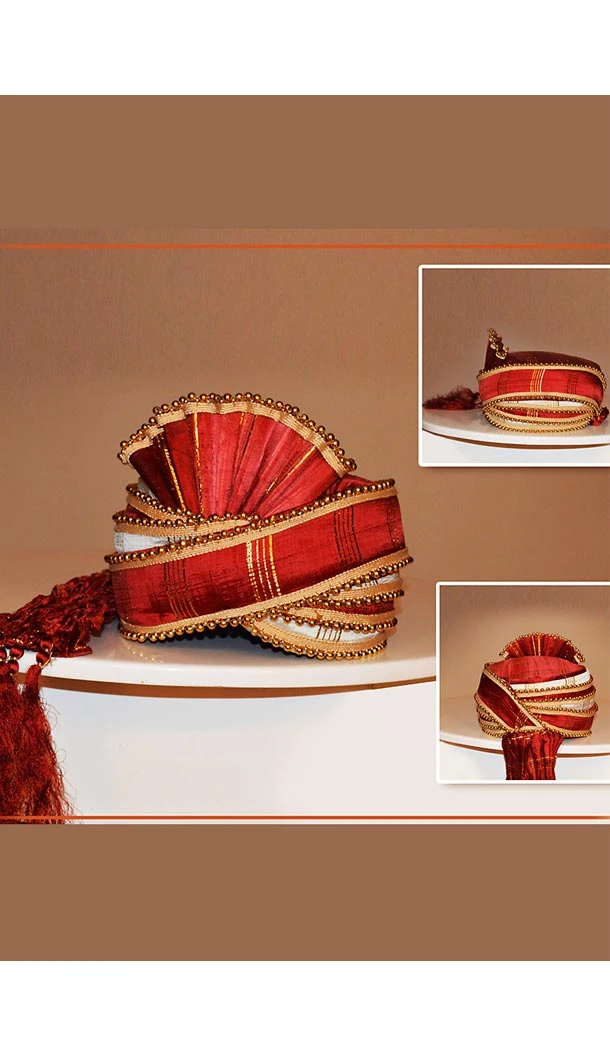 Art Silk Fabric Deep Scarlet Color Wedding Turban Mens | FH465172515