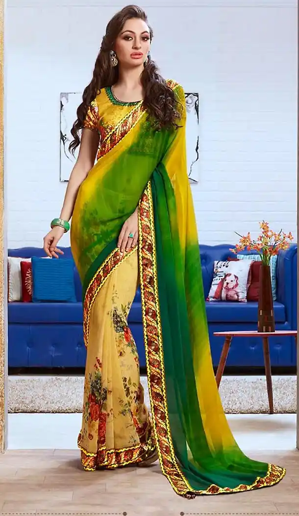 Multiple Color Georgette Graphic Print Saree | FH466072608