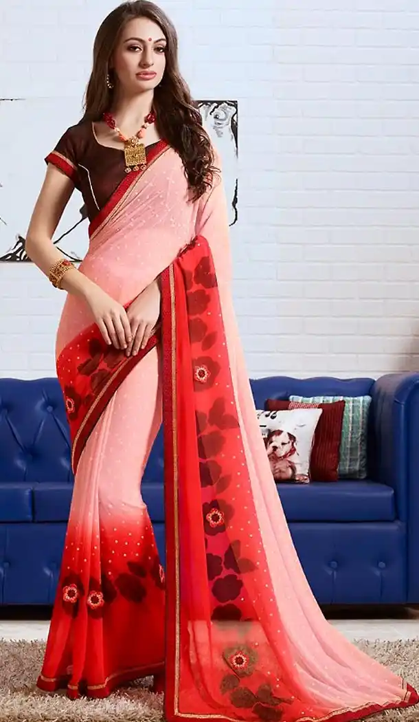 Pink Color Georgette Graphic Print Saree | FH466072610