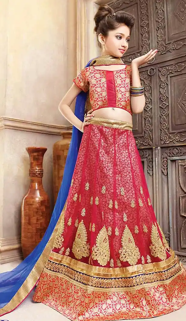 Deep Pink Color Net A Line Kids Girls Lehenga Cholis | FH467472762