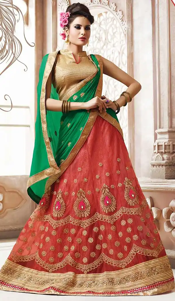 Red Color Net Circular Style Designer Lehenga Choli | FH468072819