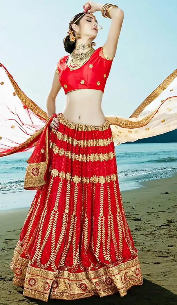 Deep Scarlet Color Circular Style Lehenga Choli | FH468972889