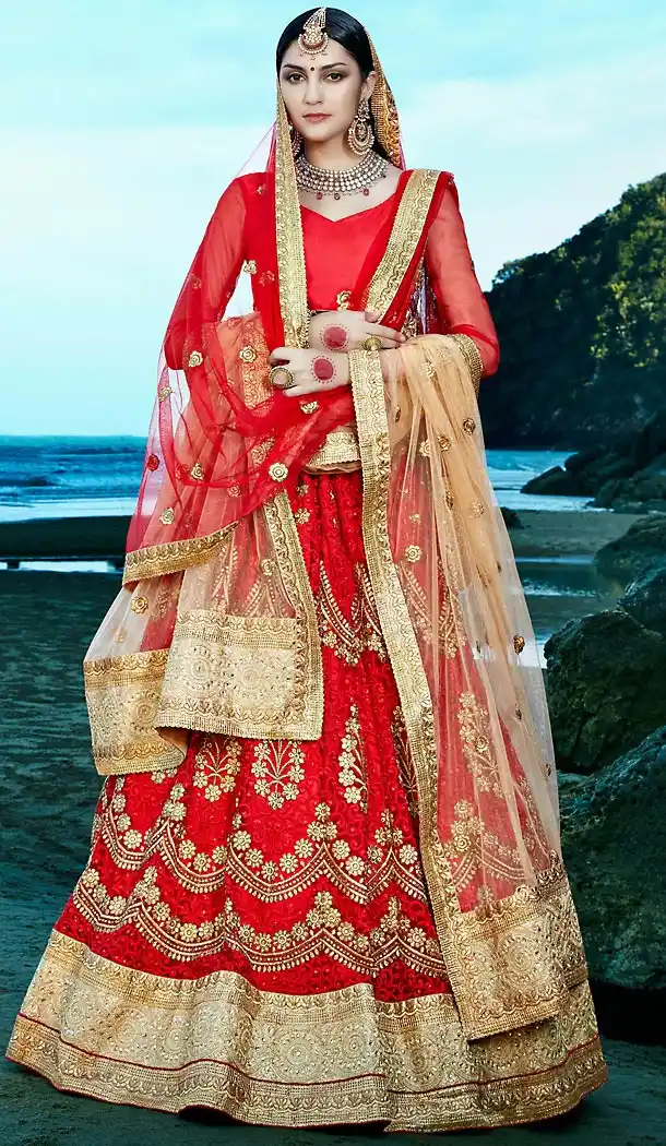 Attractive Circular Lehenga Style in Red Color | FH468972903