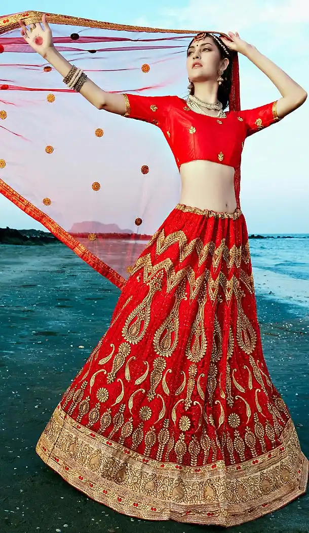 Traditional Look Attractive Circular Lehenga in Red Color | FH468972906