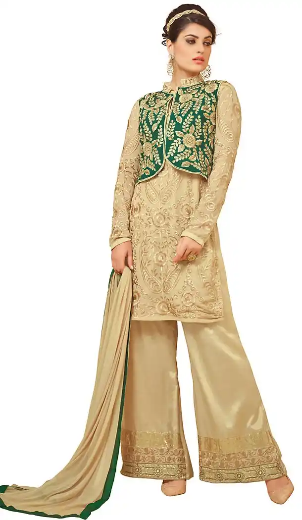 Tan Brown Color Georgette Straight Cut Style Salwar Kameez | FH469972995