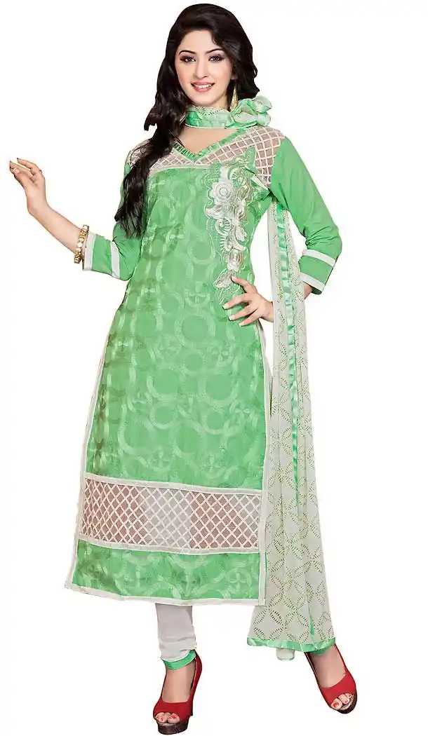 Straight Cut Style Cotton Churidar Suits in Mint Green Color | FH470173010