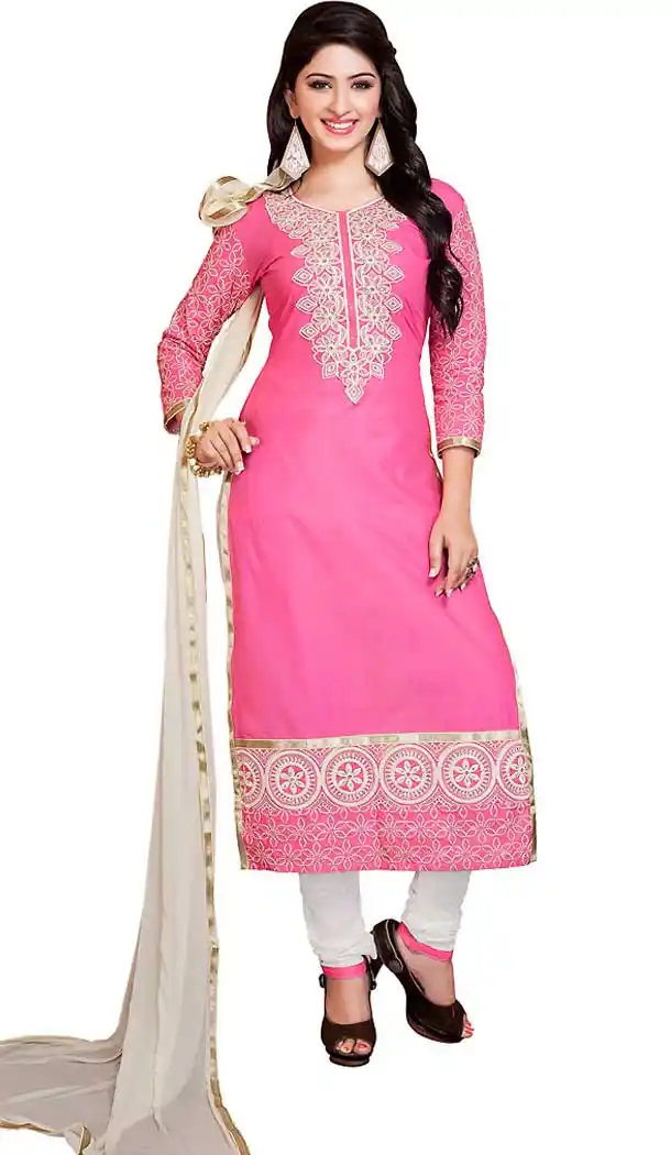 Straight Cut Style Cotton Churidar Suits in Deep Pink Color | FH470173011