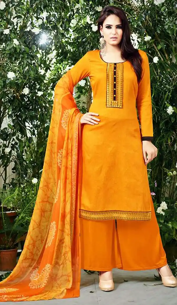Butter Scotch Color Cotton Straight Cut Style Palazzo Dresses | FH471473141