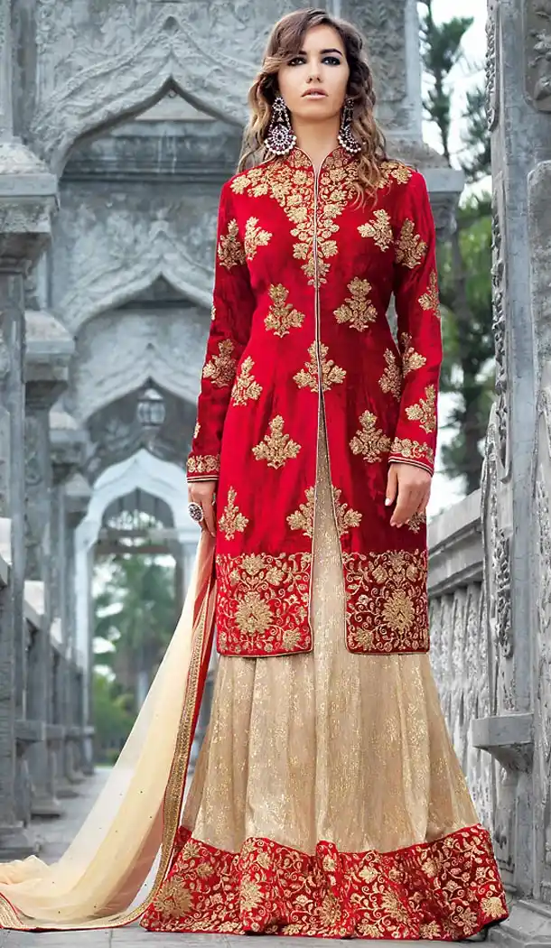 Red Color Velvet Pakistani Abaya Style Stitched Salwar Kameez | FH471773167