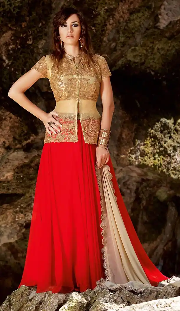 Beige Color Chiffon Pakistani Abaya Style Stitched Salwar Kameez | FH471773174
