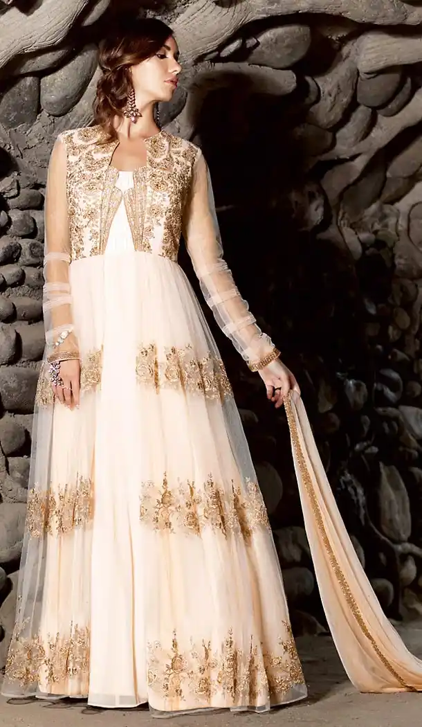 White Color Net Pakistani Abaya Style Stitched Salwar Kameez | FH471773175