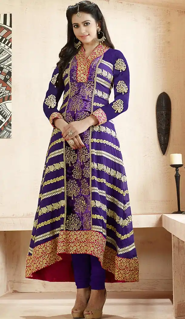 Purple Color Georgette Anarkali Churidar Kameez | FH472473229