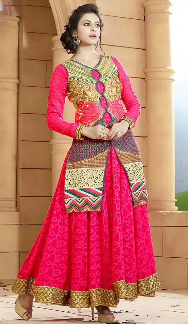 Deep Pink Color Georgette Anarkali Churidar Kameez | FH472473230