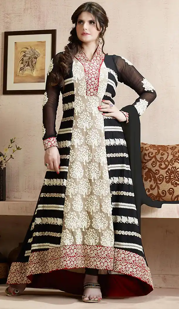 Black Color Georgette Anarkali Churidar Kameez | FH472473231