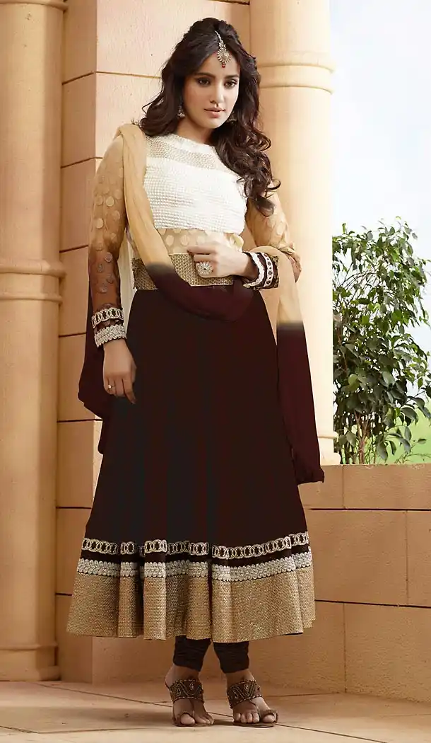 Chocolate Color Georgette Anarkali Churidar Kameez | FH472473232