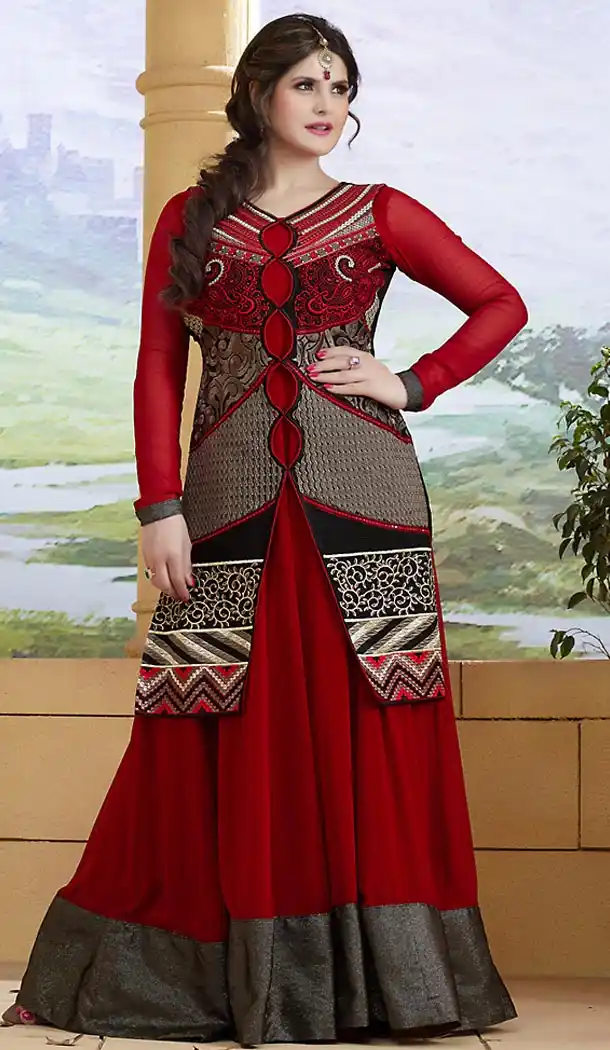Maroon Color Georgette Anarkali Churidar Kameez | FH472473233
