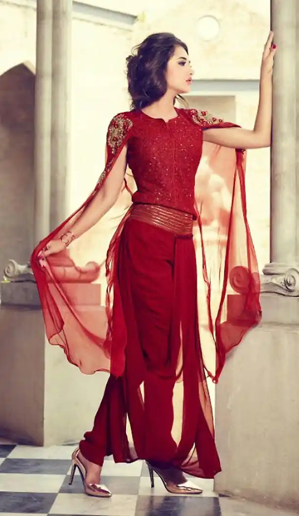 Red Color Georgette Pakistani Designer Salwar Kameez | FH472873319