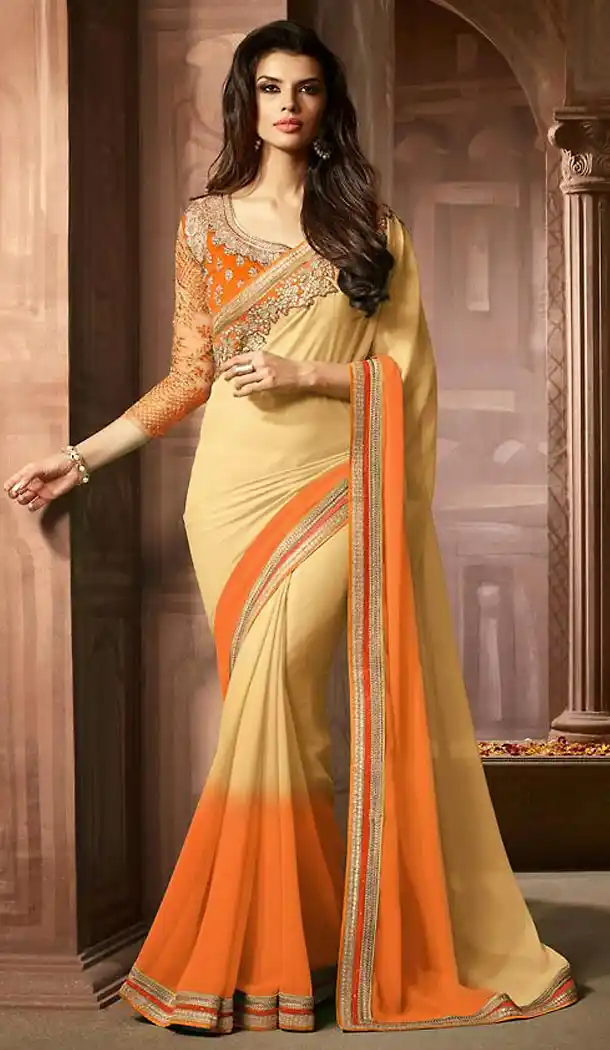 Beige Color Georgette Traditional Style Sarees | FH47307304