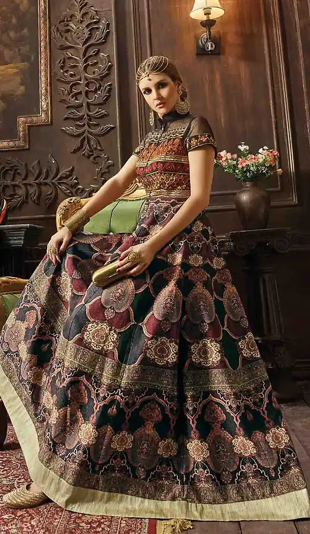 Multiple Color Banarasi Silk Abaya Style Party Wear Suits | FH474673487