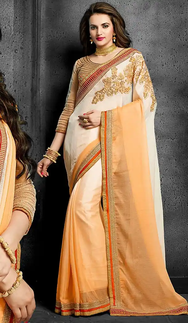 White Color Chiffon Designer Style Sarees | FH475873605