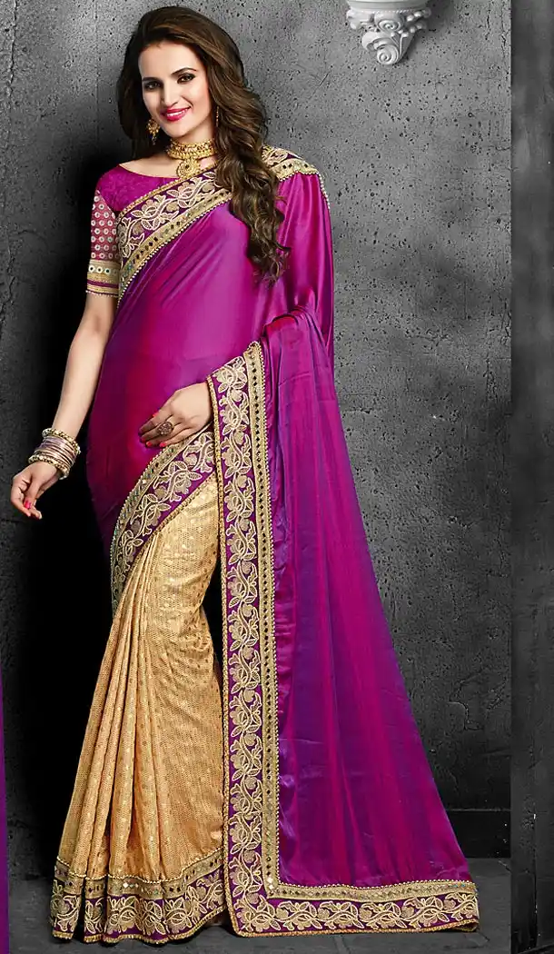 Fuchsia Color Georgette Designer Style Sarees | FH475873608