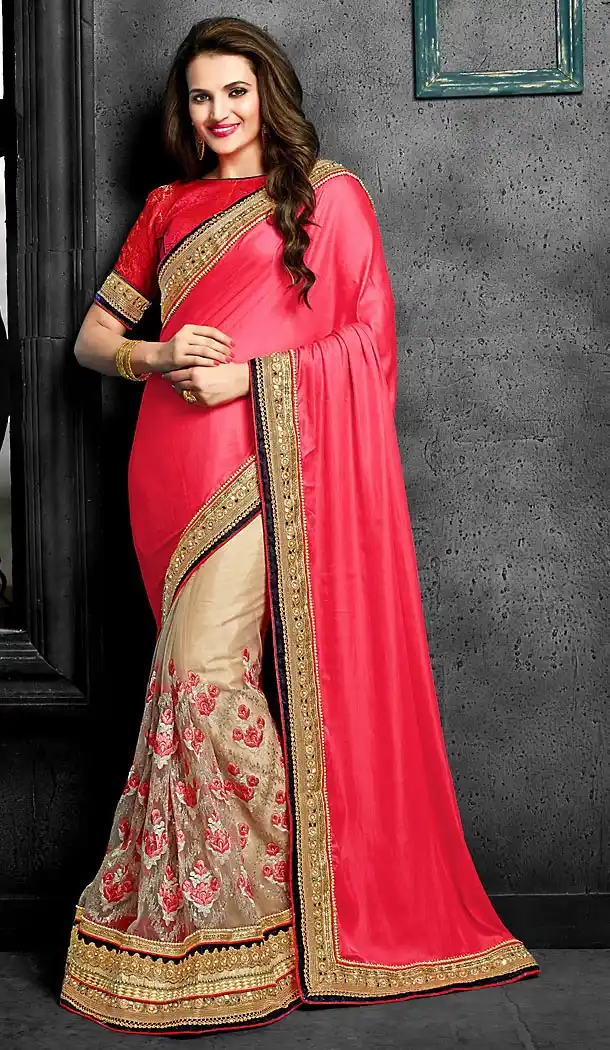 Pink Color Chiffon and Net Designer Style Sarees | FH475873611