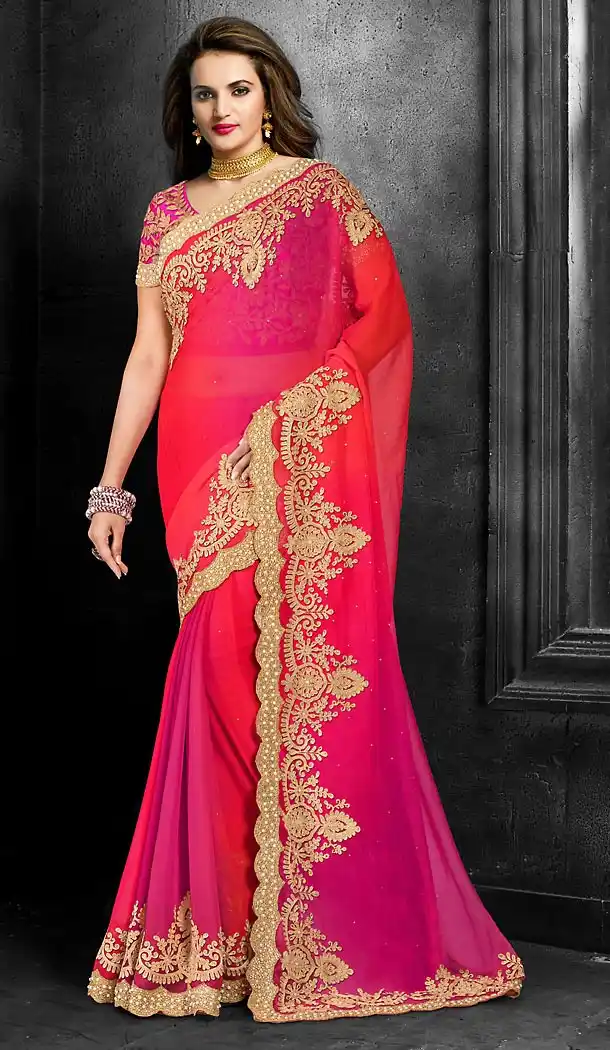 Pink Color Chiffon Designer Style Sarees | FH475873616
