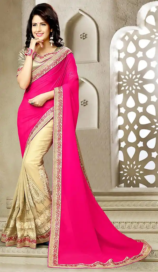 Pink Color Georgette Traditional Sarees | FH476073636