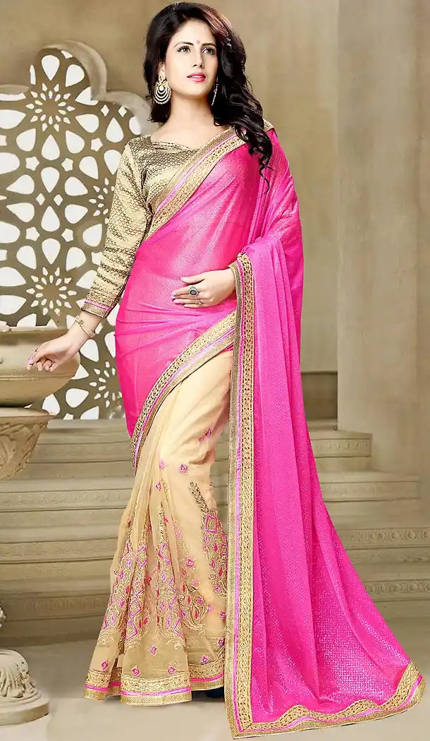 Pink Color Lycra and Net Traditional Sarees | FH476073642