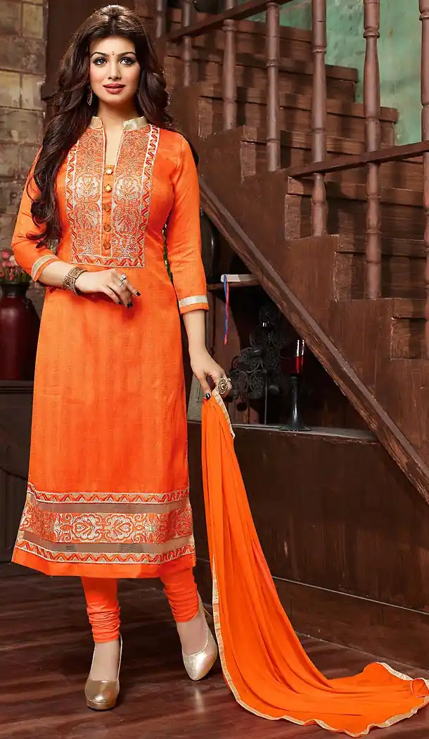 Orange Color Bhagalpuri Silk Ayesha Takia Churidar Suits | FH476473679