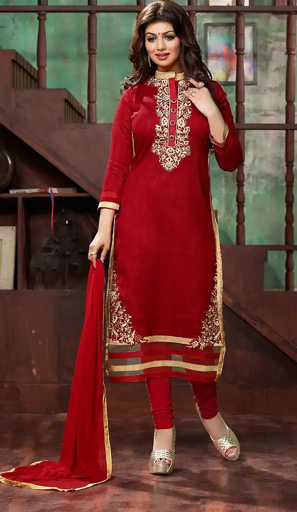 Red Color Bhagalpuri Silk Ayesha Takia Churidar Suits | FH476473681