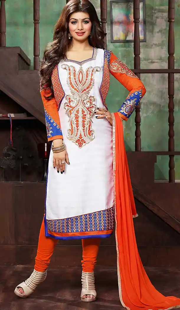 White Color Bhagalpuri Silk Ayesha Takia Churidar Suits | FH476473682