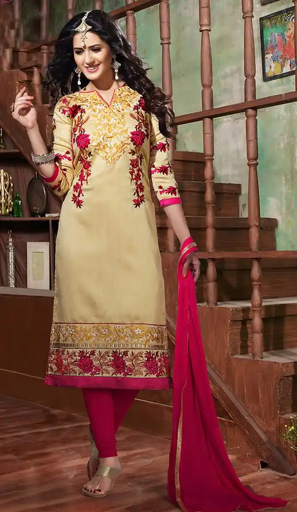 Beige Color Bhagalpuri Silk Ayesha Takia Churidar Suits | FH476473684