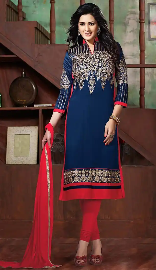 Blue Color Bhagalpuri Silk Ayesha Takia Churidar Suits | FH476473685
