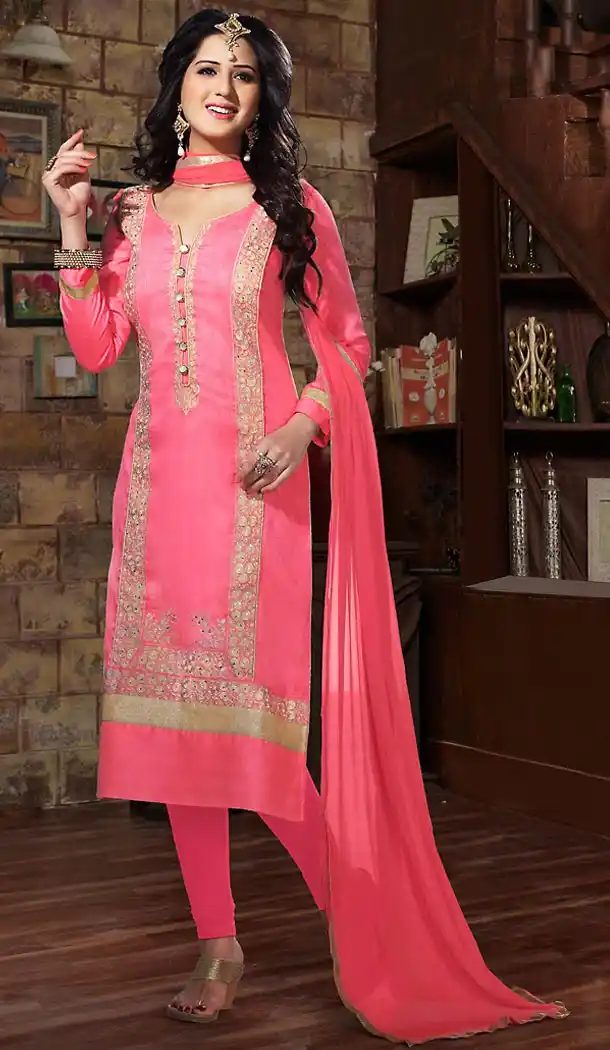 Pink Color Bhagalpuri Silk Ayesha Takia Churidar Suits | FH476473686