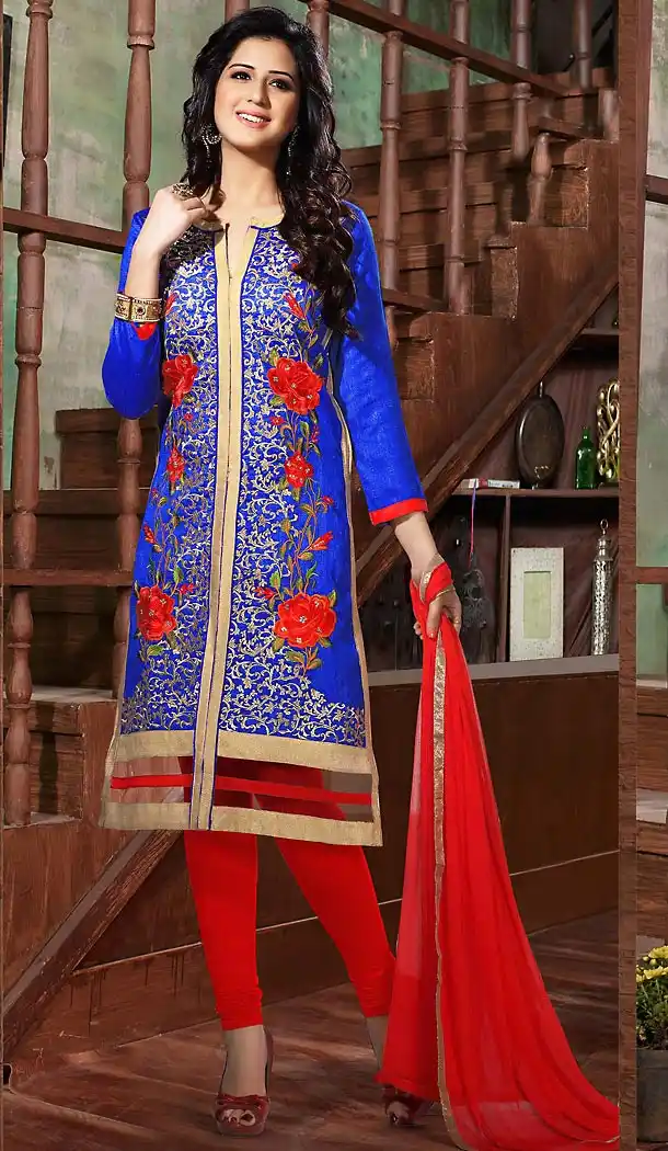 Blue Color Bhagalpuri Silk Ayesha Takia Churidar Suits | FH476473687